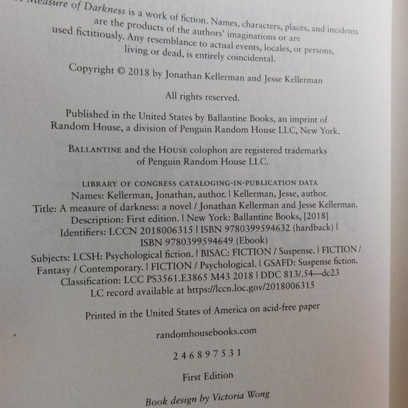 A Measure of Darkness by Jonathan Kellerman and Jesse Kellerman Hard Cover Book - Picture 5 of 5